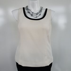 JONES STUDIO Sleeveless Cream with Black Trim Top